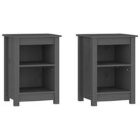 mesitas de noche 2 unidades madera maciza de pino gris 40x35x55 cm