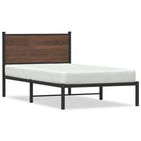 cama individual  cama de adulto  estructura de cama sin colchon metal marron roble 107x203 cm