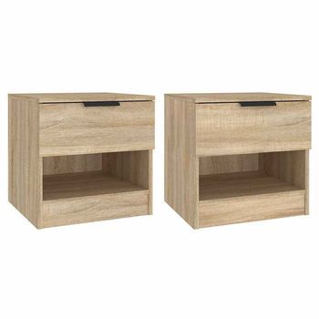 Juego De Mesitas De Noche Mesillas De Noche - Madera Contrachapada Color Roble Sonoma Mc7249