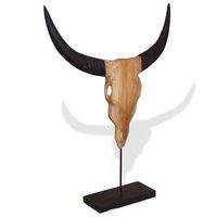 escultura de calavera de toro de teca 66x15x88 cm vidaxl
