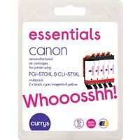 essentials canon 570xl  571xl cyan magenta yellow  black x 2 ink cartridges - multipack cyan