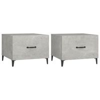 pack 2 uds mesa de centromesa auxiliarmesa de cafe patas de metal gris hormigon 50x50x40 cm
