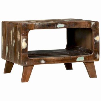Mesa De Café Multicolor 50 X 50 X 35 Cm Madera Maciza Reciclada