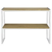 consola icub con bandeja 120x32x75cm blanca en madera maciza de pino acabado vintage estilo industrial box furniture
