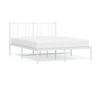 estructura de cama con cabecero metal blanca 160x200 cm con cabecero