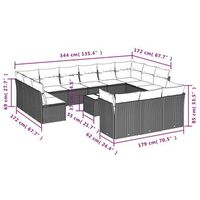 conjunto de sofa exterior configuracion de 14 piezas material de mimbre artificial negro