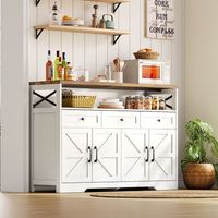 aparador buffet - mueble de almacenamiento - mdf - blanco y marron 140x35x95cm