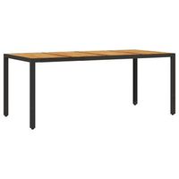 mesa de jardin  mesa de exterior superficie madera acacia ratan negro 190x90x75cm