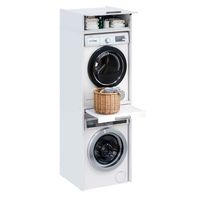 mueble columna lavadora secadora con mueble alto t-bath 672x208cm blanco esp22 mm