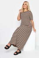 yours vestido largo canale marron de rayas mujer curvy y tallas grandes yours