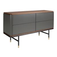 comoda madera gris oscuro acero negro y tapa de nogal