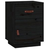 mesita de noche con cajon y compartimento con puerta 40 x 34 x 55 cm madera maciza de pino negro dec034422