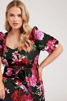 yours london top negro de flores con escote corazon mujer curvy y tallas grandes yours london
