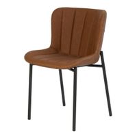 silla de comedor acolchada en cuero sintetico marron con patas negro