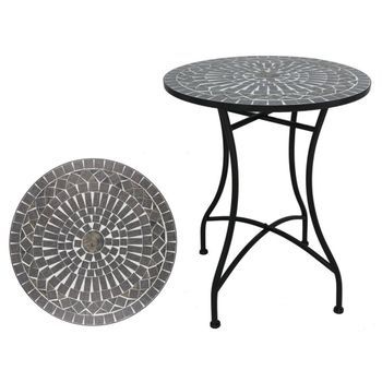 Mesa De Jardín Redonda Mosaico Cerámico Westminster Ø60x71cm