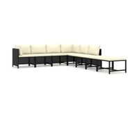 set de muebles de jardin 8 pzas y cojines ratan sintetico negro vidaxl