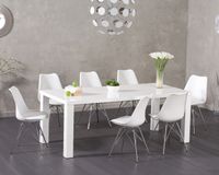 atlanta 200cm white high gloss dining table with celine chrome leg chairs
