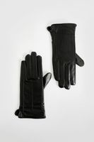 guantes de cuero sintetico con detalle de costuras negro