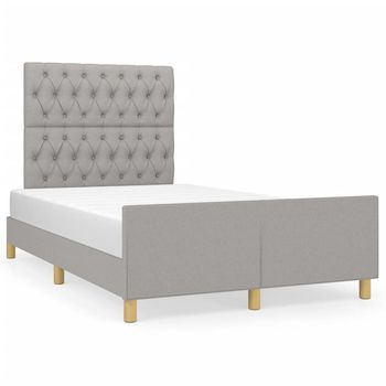 Cama Matrimonial | Cama Para Adultos | Estructura De Cama Con Cabecero Tela Gris Claro 120x190 Cm