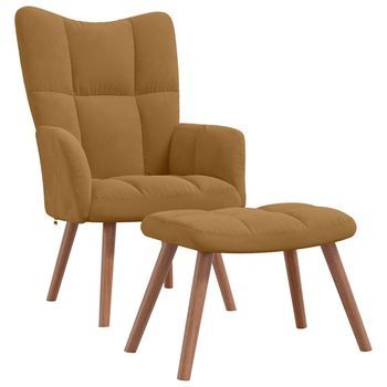 Sillón De Relax Con Taburete Terciopelo Marrón Vidaxl