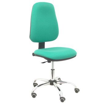 Silla De Oficina Ergonómica Con Mecanismo De Contacto Permanente Y Regulable En Altura Asiento Y Tejido Tapizado En Tejido Bali Color Verde Piqueras Y