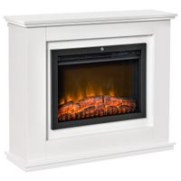 homcom chimenea electrica con mando a distancia potencia regulable 1000 w y 2000 w efecto llama realista iluminacion del fuego en 5 etapas 98 x 275 x 80 cm blanco   aosom espana