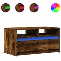 mesa de cafe - mesa de centro con luces led madera de ingenieria roble ahumado