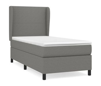 Cama box spring con colchón tela gris oscuro 80x200 cm diseño plano