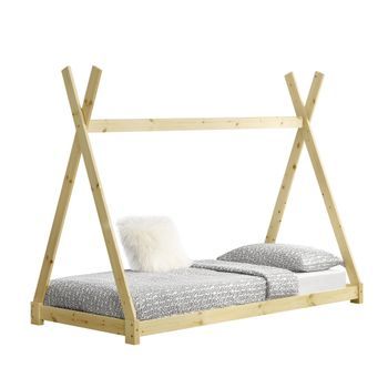 [en.casa]® Cama Para Niños Pequeños - Cama Infantil - 200 X 90cm - Estructura Tipi De Madera Pino - Color Pino Natural