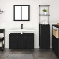 juego de muebles de bano 2 uds roble negro 36 x 35 x 165 cm vidaxl