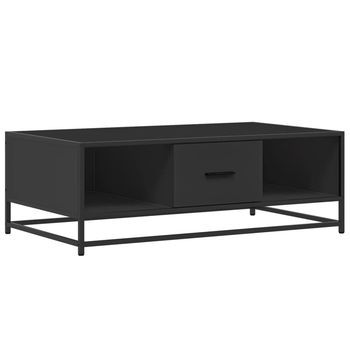Mesa De Centro De Madera Ingeniería Y Metal Negro 100x57x35 Cm Vidaxl