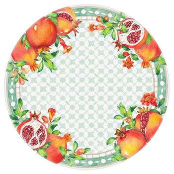 Gran plato llano de melamina con estampado de granadas ø 28 cm