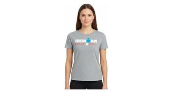 Camiseta gris de manga corta ironman italia emilia romagna para mujer