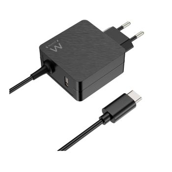 Cargador Ewent EW3979 45W USB-C Power Delivery, USB-A, Carga Rápida, Cable 1.5m Negro