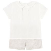 mayoral camisa manga larga 1216 conjunto 2 piezas ceremonia lino beige para nino