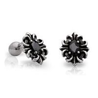 pendientes acero negro circonita
