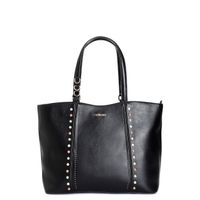 bolso shopping con cabujones remaches y elegantes asas acolchadas black