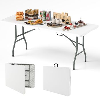 Costway Mesa Plegable Portátil de 180/245 cm con Capacidad de 160 kg Superficie de HDPE Mecanismo de Bloqueo Seguro