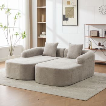 Sofá Modular De 2 Plazas - Mueble Para Salón - Chenilla - Gris