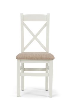 Eden Oak and White Cross Back Dining Chairs with Fabric Seats - Oak and White
