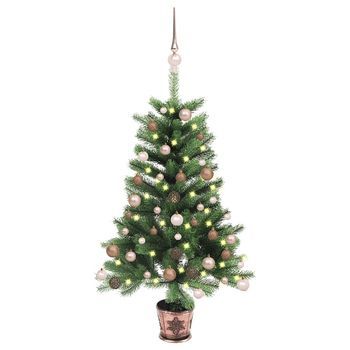 Árbol De Navidad Artificial Con Luces Y Bolas Verde 65 Cm Vidaxl