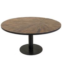 mesa de centro de madera y metal marron 90x90x45