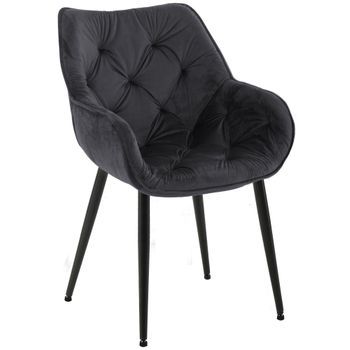 Silla Tanna En Terciopelo Negro 62x58x83 Cm Clp