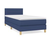 cama box spring con colchon tela azul 90x200 cm rayas horizontales