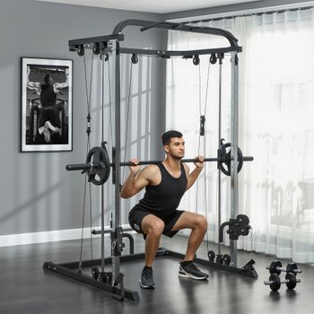 Multiestación De Musculación Homcom, Acero, 210x132x225 Cm, Negro
