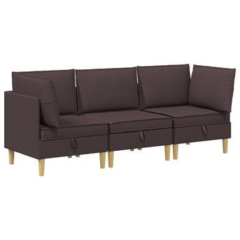 Juego De Sofá Modular Con Almacenamiento 3 Uds. Marrón Oscuro Vidaxl