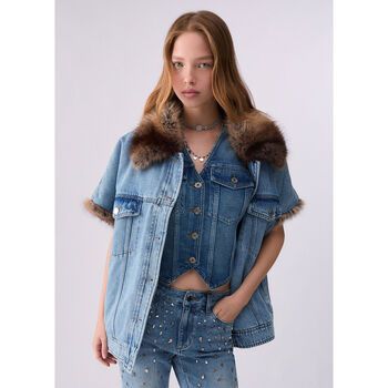 Liu Jo Chaquetas Chaleco en denim con detalles teddy para mujer