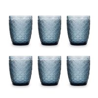 juego de 6 vasos bajos vidrio azul 24 cl
