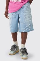 pantalon vaquero azul hielo con apliques de tela official azul