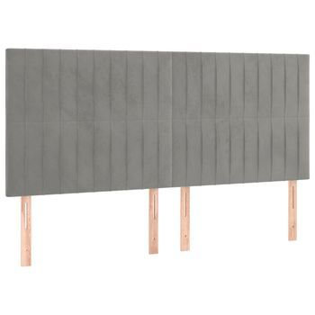 Juego De 4 Cabeceros Cama | Panel De Cabecera De Terciopelo Gris Claro 80x5x78/88 Cm